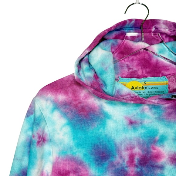 Aviator Nation Tie Dye Cropped Women’s Sweatshirt Hoodie Sz S - Picture 5 of 14